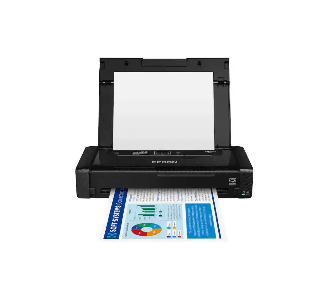 Epson WorkForce WF-110 Portable Wireless Inkjet Printer, Black, Color Printer, Mobile Printer, Compact Office Machine, Wireless Printing Device, Epson Printer