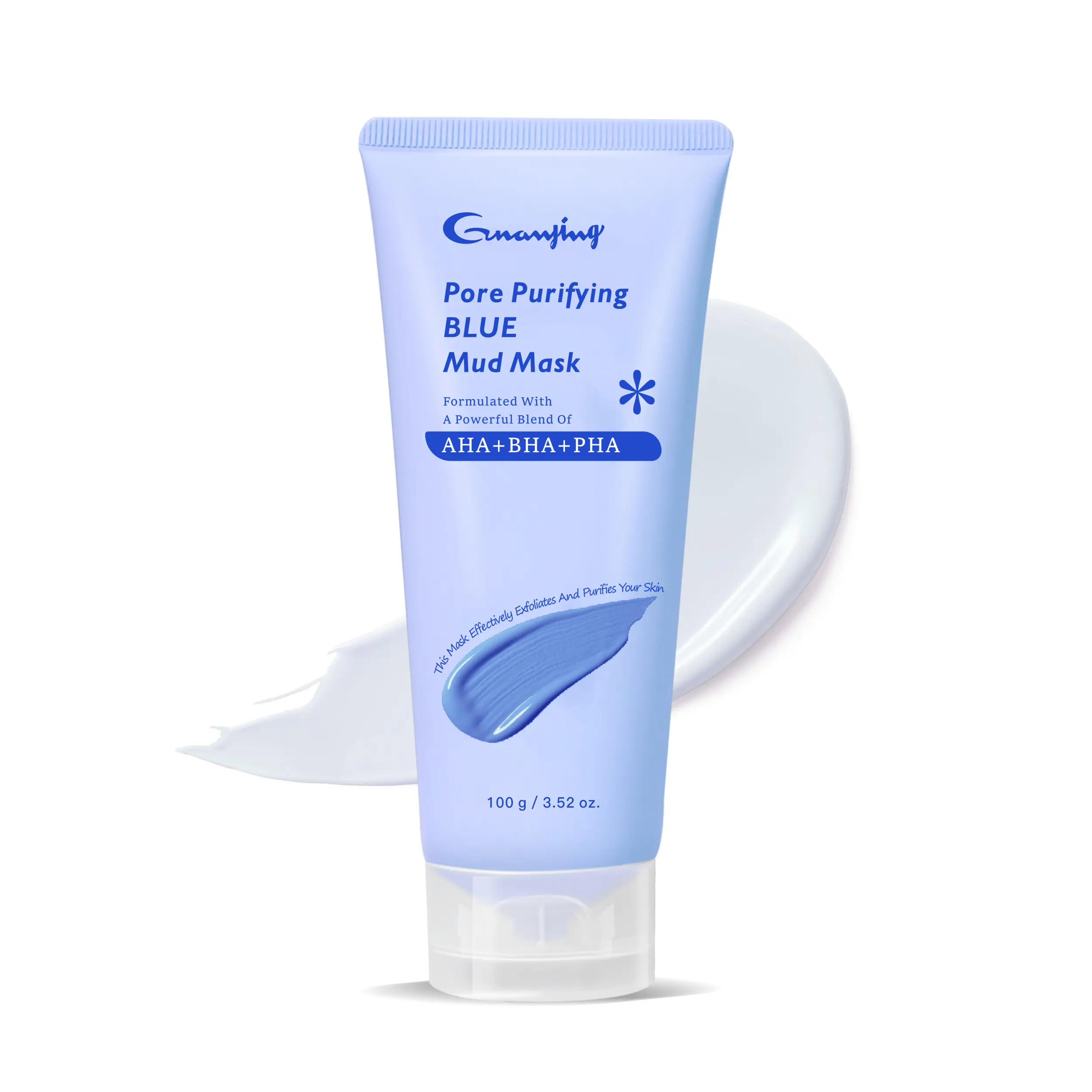 Blackhead Remover Mud Facial Mask, Pore Purifying Blue Face Masks, AHA+BHA+PHA,3.52 oz. Black Head Remover for Face Cleansing Mud Blackhead Removal Mask Skin Repair