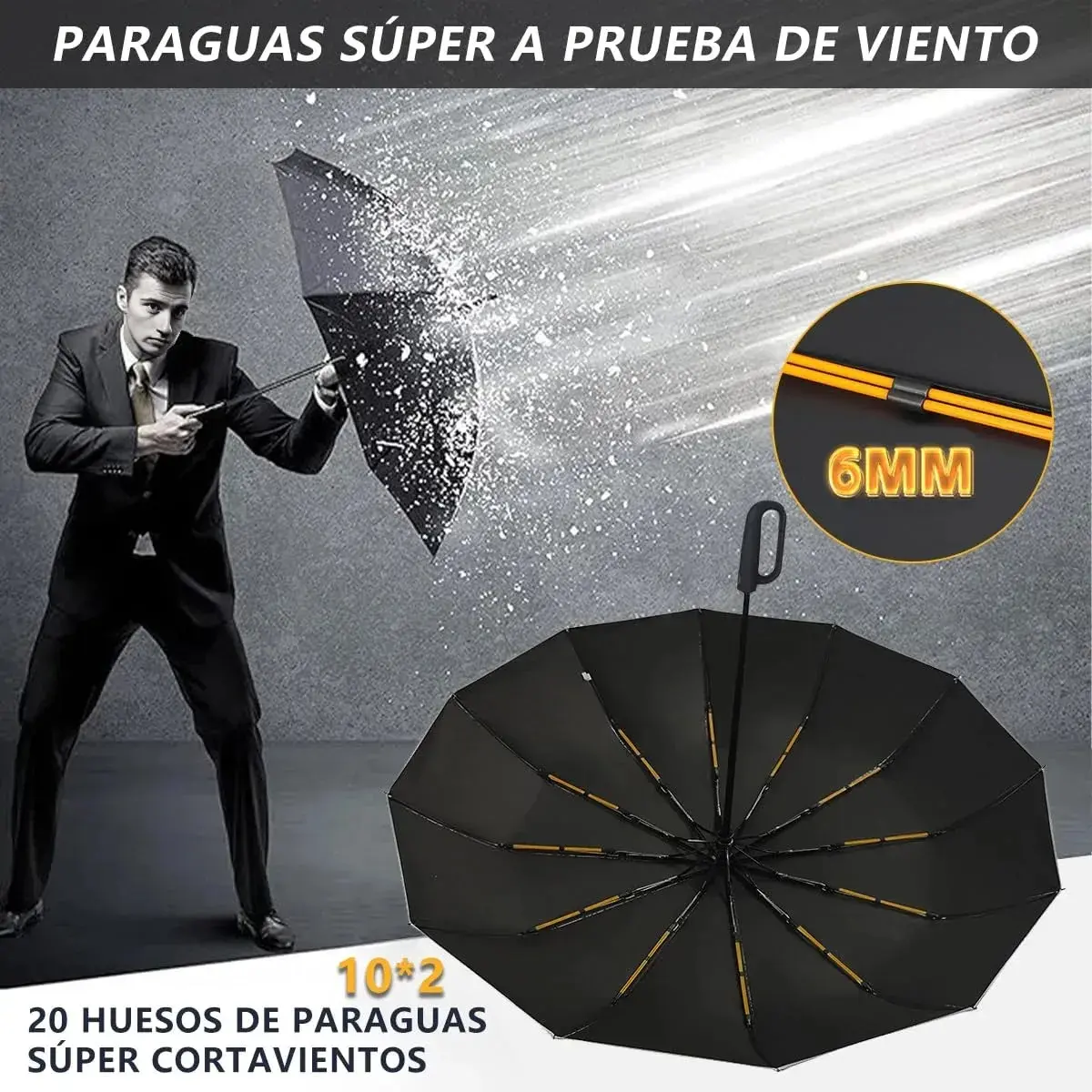 Fully automatic rotating handle umbrella with ring clasp, windproof and sun protection, reinforced alloy ribs, rubber handle, travel essential