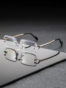 Men's Metal Square Frameless Cut Edge Design Eyeglasses, Business Classic Elegant High-End Casual Fashion Glasses, Stylish Eyeglass, Trendy Casual Eyeglasses, Fashionable Frames Glasses, Fashion Eyewear