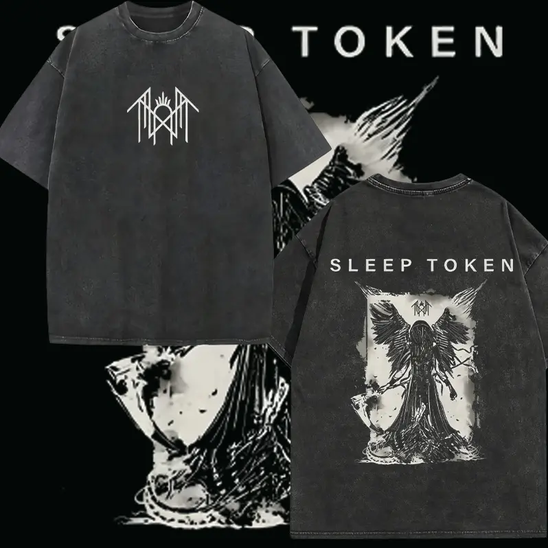 Sleep Token Unisex Cotton Vintage Washed Vest Sleep Symbol Retro Print Casual Regular Fit for Daily Wear Retro Band Style for Couples Perfect Boyfriend Gift