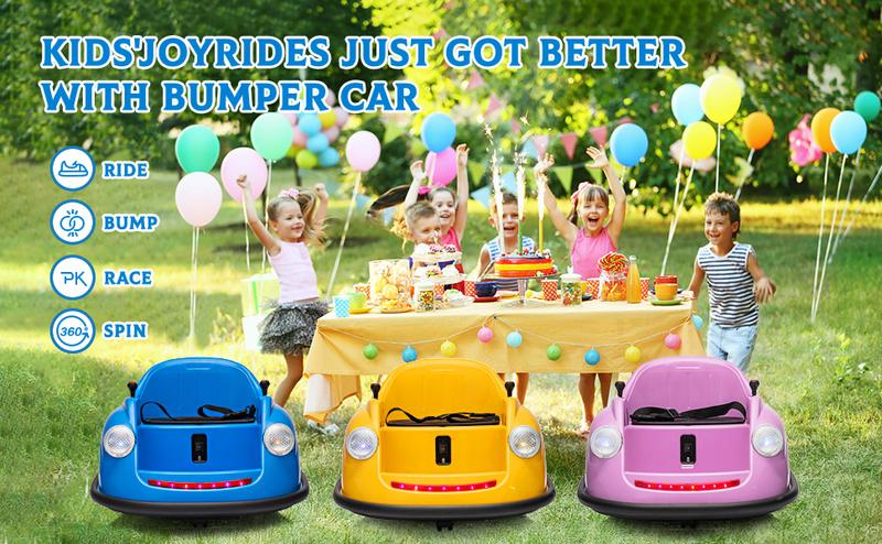 【GARVEE】Ride On Electric Bumper Car for Toddlers and Youngsters, 12V Battery Powered with Parent Remote Control, LED Lights, 2-Speed Modes, 360° Spin Feature, ASTM Certified for Safety
