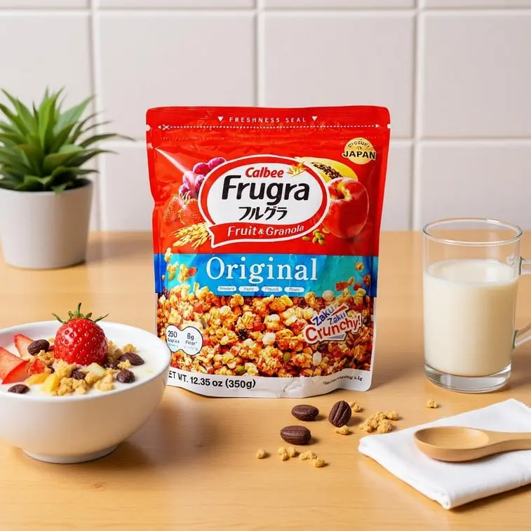 CALBEE Frugra Nutritional Fruit Oatmeal Cereal Original Flavor 12.35oz Instant Meal Replacement with Dried Fruits & Seeds for Healthy Breakfast