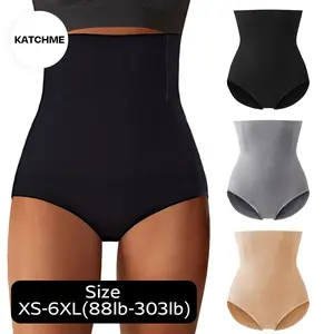KatchMe Women's Solid Color High Waist Seamless Breathable Stretch Shaping Panties, Basic Tummy Control Shapewear, Soft Knickers, Shaping Underwear