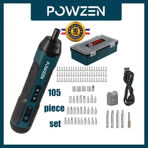 POWZEN Smart Screwdriver Kit 105PCS Cordless Electric Hand Drill Repair Tool with Electronic Features & Bosch Quality Warranty