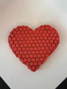 Wavy Heart Mesh Fidget 3D Printed Red Hexagon Design Stress Relief Toy