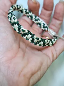 Green & White Sunflower Pattern Spiral Braided Bracelet