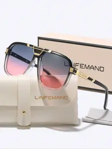 Unisex Fashion Gradient Lens Glasses, Stylish Dual-Bridge Design, Perfect for Daily Wear, Photography, Beach Trips & Party Gifts