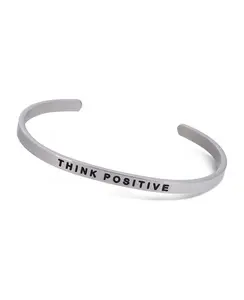 Engraved Cuff Bracelet, Think Positive