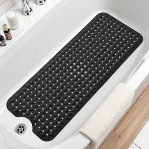 Non-Slip Bathtub Mat 40" x 16" – Extra Long Bath & Shower Mat with 200+ Strong Suction Cups, Machine Washable, Phthalate-Free & BPA-Free PVC, Ideal for Families & Seniors (Clear, Blue, Gray, Black)