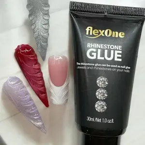 FlexOne Rhinestone Glue Tube NO WIPE 1oz for 3D gel painting nail care nail art