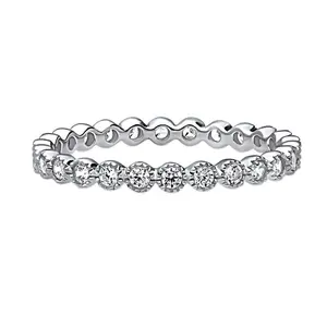 Bubble Milgrain Bezel CZ Eternity Ring in Sterling Silver