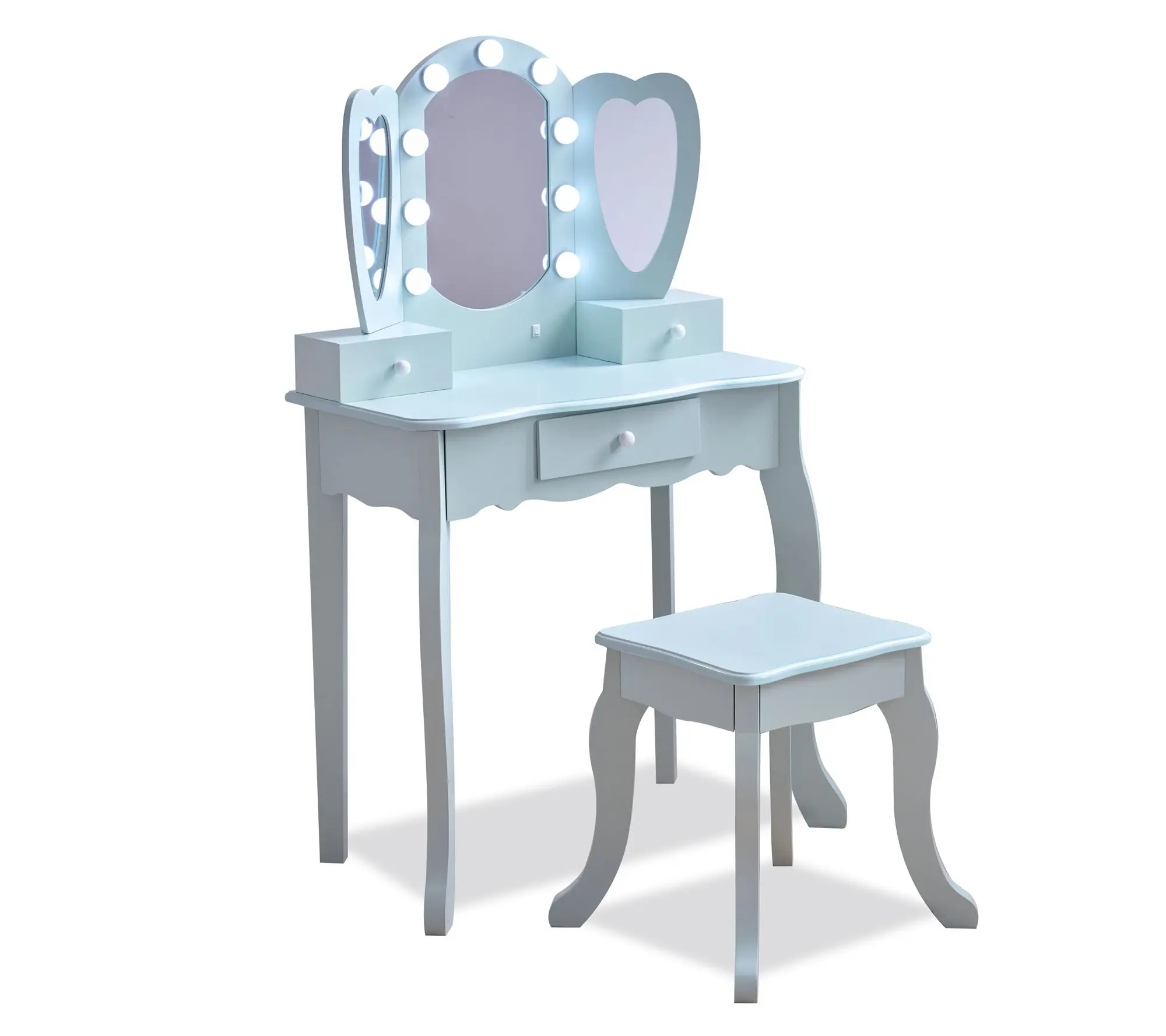 Teamson Kids Heart Glow Wooden Vanity Set with LED Lights Teamson Kids Heart Glow Wooden Vanity Set with LED Lights
