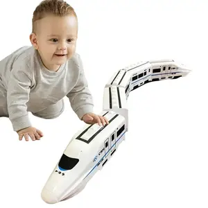 Kids DIY Simulation High Speed Railway Train Toy Car Electric Sound Light Model Train Educational Toys for Boys Girls Gift