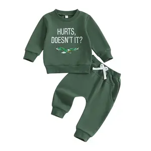 Kids Toddler Baby Boys 2Pcs Fall Outfits Sets Long Sleeve Hurts Doesn't It Eagle Print Tops Sweatshirt Jogger Pants Clothes Sets