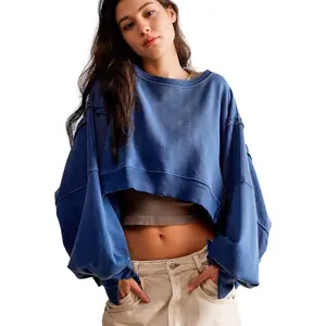 Sweatshirt for Women Trendy Oversized Cropped Sweatshirt Fashion Crewneck Long Sleeve Workout Hoodie Cute Clothes