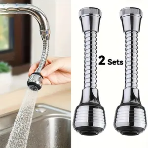 2Sets/1Set 360° Rotating Faucet Extender, Dual Spray Mode, Splash-Proof Design- Durable ABS Material, Tool-Free Installation, Suitable for Bathroom and Kitchen Sinks- Compatible with Most Faucets- Space-Saving Faucet Attachment