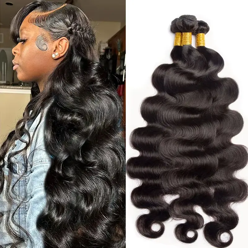 12-30 Inch Natural Black Body Wave Bundle Human Hair For  display picture 3