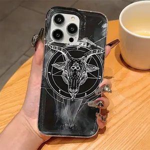 Transparent Baphomet Theme Anti-Drop Phone Case, Compatible with Apple & Samsung Models, Perfect Gift for Women, Girls, Boyfriends