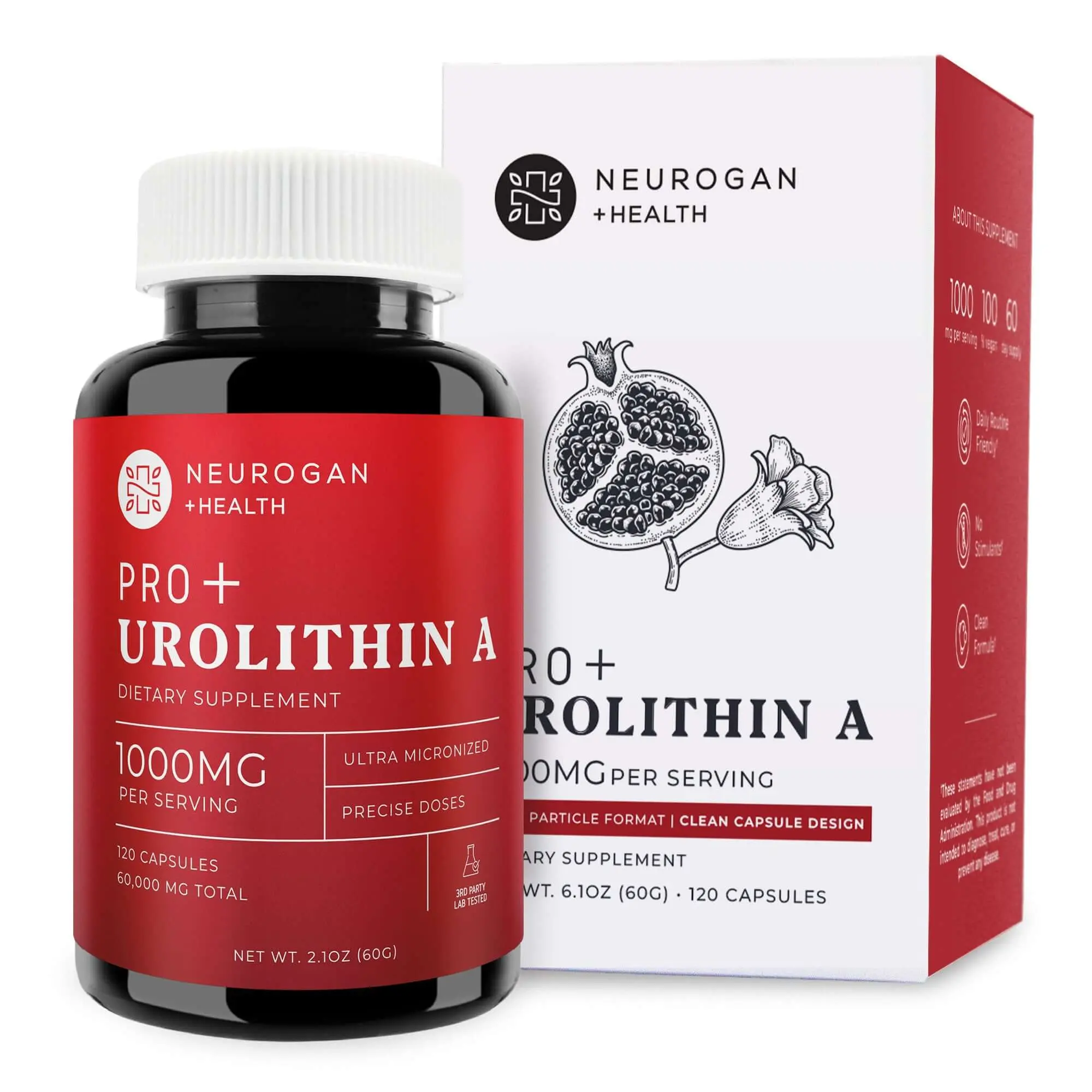 Neurogan Health Pro+ Urolithin A Capsules | 1000 mg Per Serving, 120 Capsules
