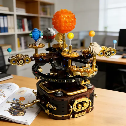 856pcs Solar System Rotating Planet Gear Set, Adult High-Difficulty Building Toy, Creative Desktop Ornament, Perfect Gift for Kids, Model Kit, Building Sets, Diy Model Kit, Diy Kits, Diy Assembly Kit