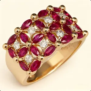 Luxury ring.Bold fashion ring.Vintage inspired ring. The hollow design allows light to fully penetrate the gemstone.It is a piece of jewelry that combines decorative and artistic qualities.Floral design ring.Evening wear ring.Gift for her.