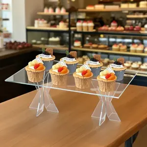 Acrylic Dessert Display Stand, Square Transparent Buffet Tray Holder, Paper Cup Cake, Pastry, Appetizer Tray Organizer, 1pc