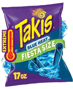 Takis Blue Heat Rolled Tortilla Chips Fiesta Size 17 oz – Chili Pepper Flavored Crunchy Corn Chips, Bold Spicy Snack, Large Sharing Bag for Parties & Movie Nights