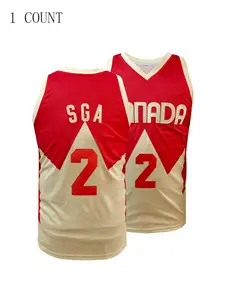 Men's Canada #2 Basketball Jersey, Casual Sleeveless V Neck Basketball Top for Outdoor Activities & Training, Basketball Gifts for Men