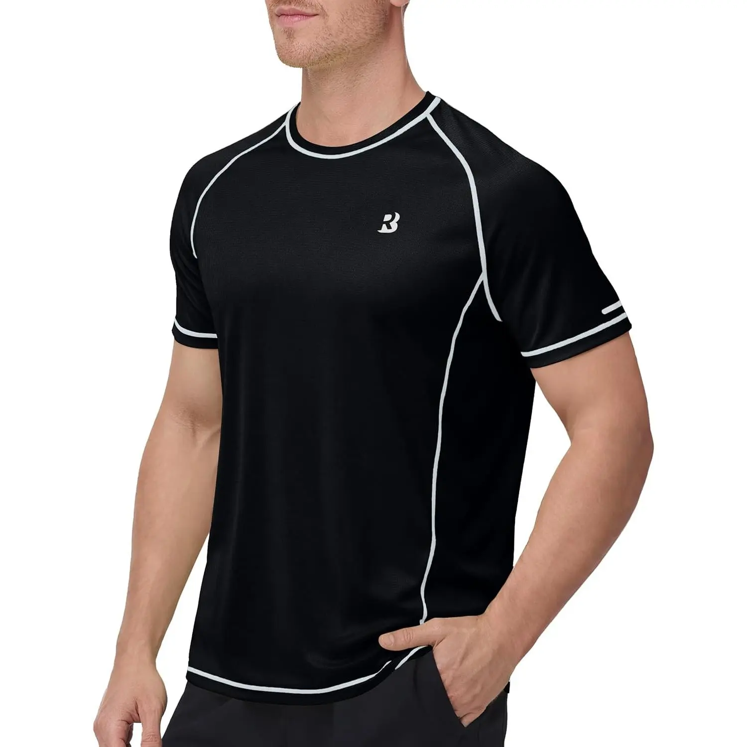 Men's Short Sleeve Rash Guard, UPF 50+ UV-Protective Quick Dry Fabric Top, Party Gift Option for Beach Surfing (Festive & Party Supplies)
