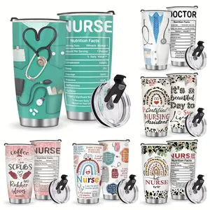 1 Nurse/Doctor Gift - Authentic Healthcare Professional White Coat & Stethoscope Stainless Steel Thermos Cup with Lid, Double Insulated Design, 20 oz, Perfect Gift for Caregivers for Christmas, Graduation, Tumbler Funny cecily bauchmann water bottles