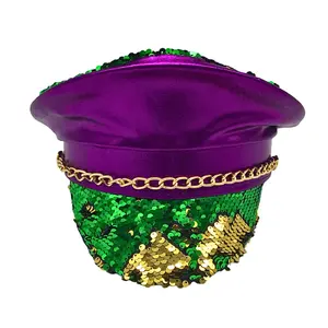 Purple Lame Hat with Green and Gold Sequins (Each)