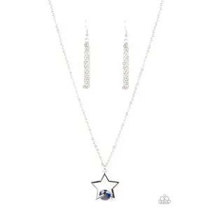 Starry Fireworks - Blue Rhinestone Star Necklace