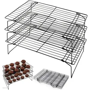 Collapsible Cooling Racks, Detachable Wire Cooling Rack Stackable Drying Rack for Cookie Bread Pizza Baking (3Tier)