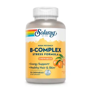 Solaray Vitamin B-Complex Stress Formula Chewables - High Potency B-Vitamin Supplement with Inositol Choline & Vitamin C for Energy Support Healthy Hair Skin