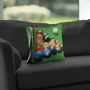 Begin Home Decor C1PC1414HMX4T6 14 x 14 in. Pool Table with Ball Formation - Hobbies Green Throw Decor