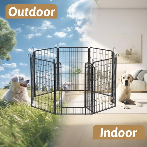 8-Panel Heavy Duty Metal Dog Playpen with Door, 40''H Indoor/Outdoor Pet Exercise Pen for Medium Spaces - Portable Puppy Fence for RV/Camping/Yard, No Assembly Required 8-Panel Heavy Duty Metal Dog Playpen with Door, 40''H Indoor/Outdoor Pet Exercise Pen for Medium Spaces - Portable Puppy Fence for RV/Camping/Yard, No Assembly Required