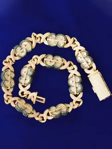 New Infinity Chain Dollar Cuban Moissanite Link Chain Personalized Multifunctional Copper Inlaid Zircon Necklace Inlaid Jewelry for Men and Women, Valentine's Day Gifts