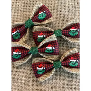 The Grinch Plaid Dog Bowtie