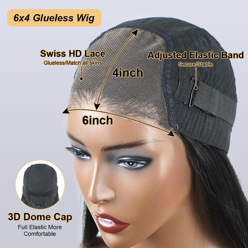 Short Bob Glueless Wigs Ready To Wear Deep Wave Curly Wigs Human Hair Wet and Wave 6x4 HD Lace Closure Wig For Women Pre Plucked 180%