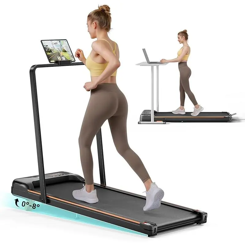 Walking Pad - 2.5 HP Walking Pad with Handle Bar, 2 in 1 Foldable Walking Pad with Incline, Small Treadmill with LED Display & Remote Control for Home Office Under Desk, 265 LBS Capacity