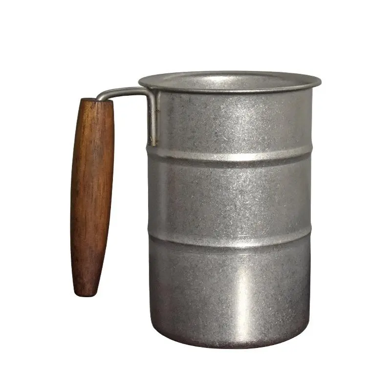 Snowflake retro industrial wind beer cup with handle 304 stainless steel water cup mug outdoor camping cup Travel Cup