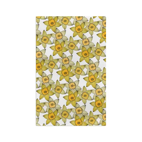 Slightly Subtle Daffodil Pattern Microfiber Tea Towel | Yellow Spring Floral Kitchen