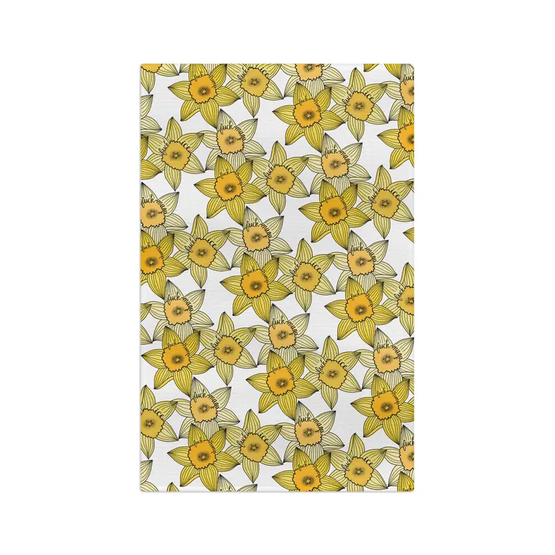 Slightly Subtle Daffodil Pattern Microfiber Tea Towel | Yellow Spring Floral Kitchen