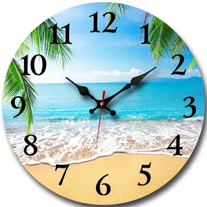 One Pack, Clock for Living Room Decoration, Wooden Round Craft Decorative Wall Clock, Bedroom Silent Clock Hanging Modern Table Clock, Without Battery
