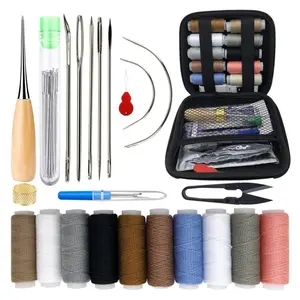 Upholstery Repair Sewing Kit: 47 Pieces Heavy Duty Sewing Kit with Sewing Awl, Seam Ripper, Leather Hand Sewing Stitching Needles, Sewing Thread for Car, Sofa, Backpack, Shoe, Craft DIY - Home Improvement.
