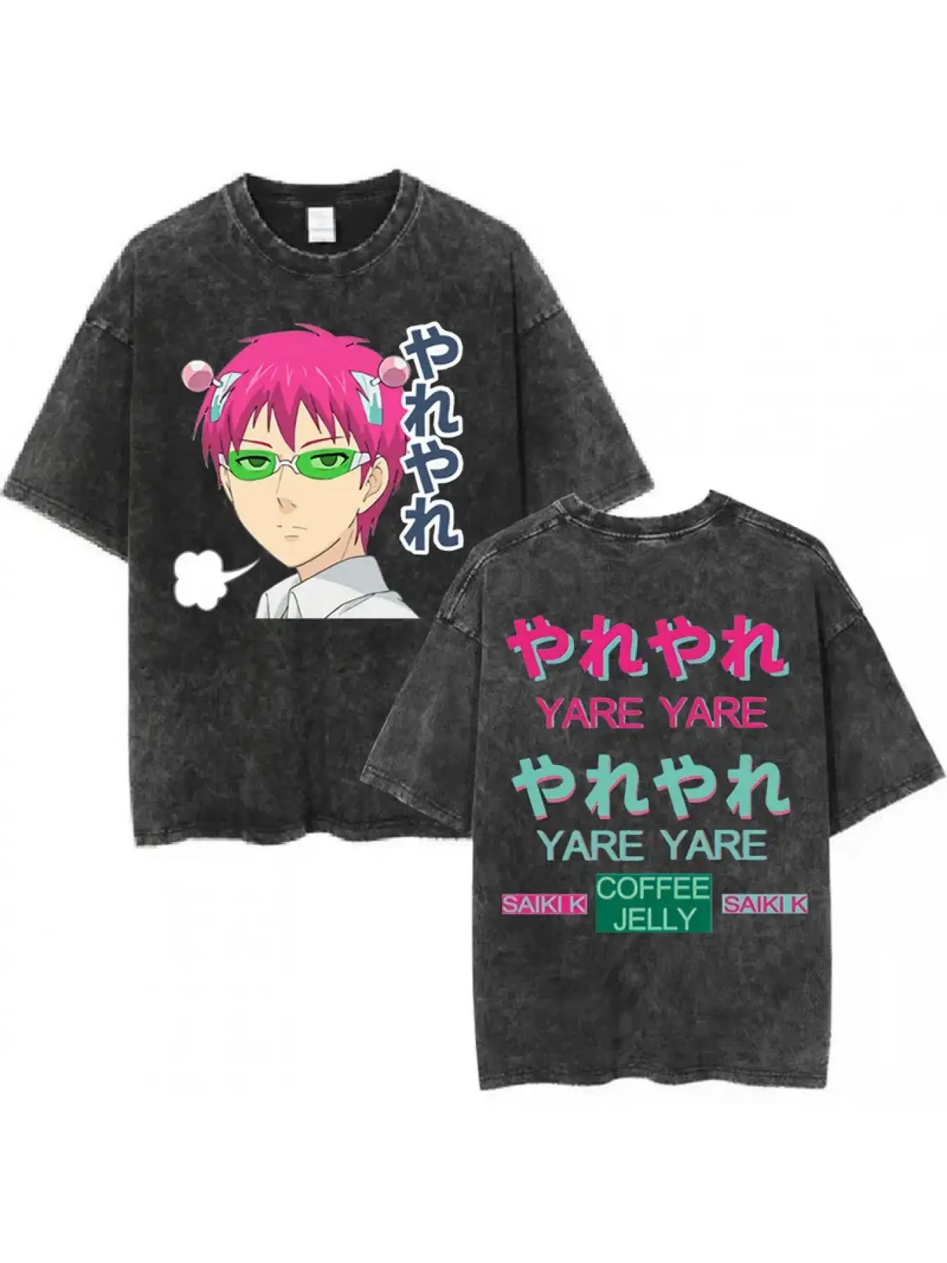 Men's Anime Style Print Tshirt with Loose Fit, Distressed Streetwear Crewneck, Shortsleeve Medium Stretch Fabric, Top, Casual