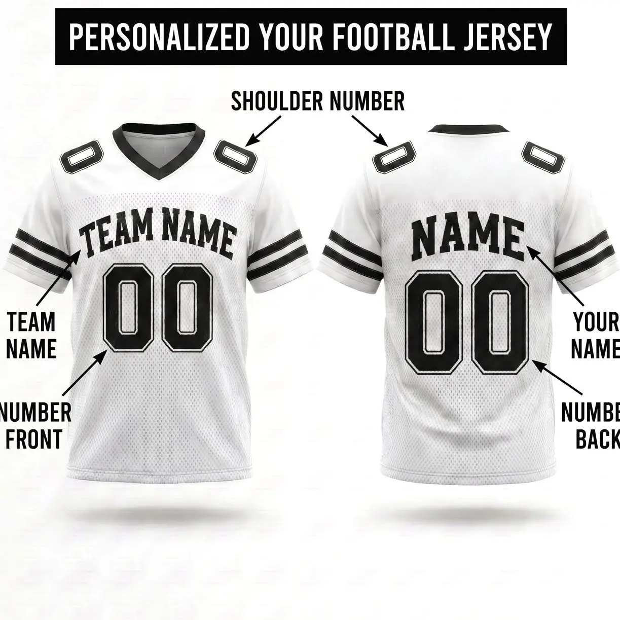 Personalized Team Name & Number Football Jersey Spandex mix Mesh, Game Day Outfit For American Football Fan