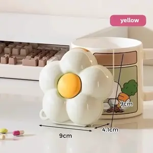 Portable Flower Medicine Box – Multi-Compartment Vitamin & Pill Organizer | Cute Dopamine Aesthetic Travel Case for Supplements, Wellness & Self-Care Gifts YIYUEQIANLI