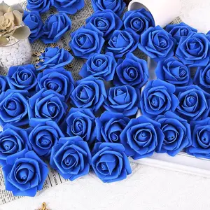Pack fo 100 Artificial Flowers Fake Flowers Roses Perfect for DIY Wedding Bridal Bouquets Centerpieces Bridal Shower Party Home Flower Arrangement Flowers Decorations (Blue) Stemless - Home Improvement.